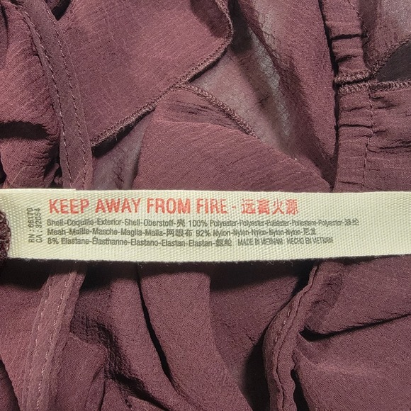 Free People Intimately Juliet Ruffle Bodysuit Size XS Plum Chiffon Sheer Layered - Picture 4 of 7